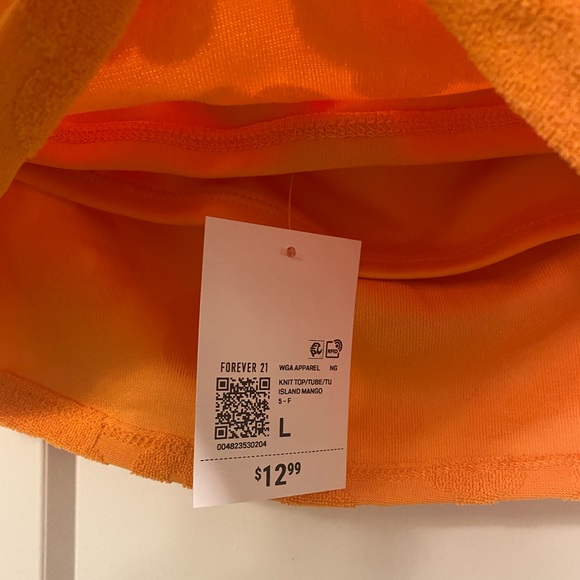 Forever 21 Textured Floral Cropped Tube Top. Color- Orange. Size- Large. - Picture 7 of 7